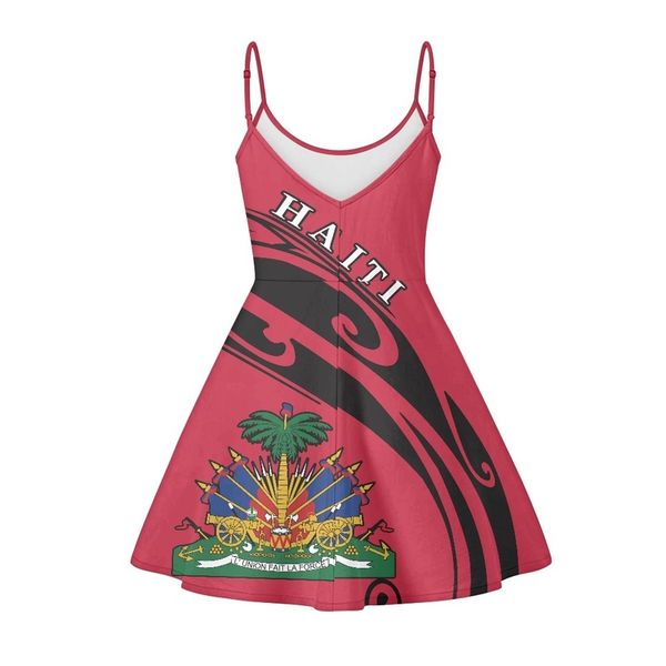 Haiti Flag Print Harajuku Womens Brand Slip Dress Sexy Backless Spaghetti Strap Abiti da donna Abiti di grandi dimensioni 220618308g