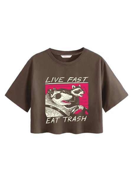 

romwe x vincenttrinidadart a.nimal l.etter graphic c.rop tee o8jd#, White