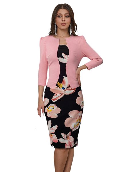 

floral print zip back 2 in 1 dress t6vm#, Black;gray