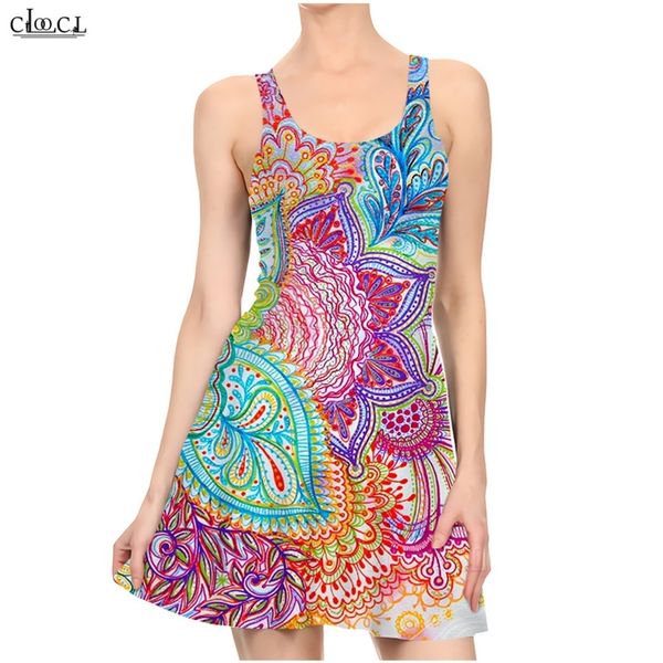 

paisley national flower dress 3d print fashion female sleeveless gown slim harajuku style womens clothing 220617, Black;gray
