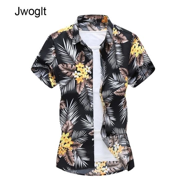 

45kg120kg new fashion men's short sleeve tropical plant print shirts male summer casual turn down male blouse 5xl 6xl 7xl 210412, White;black