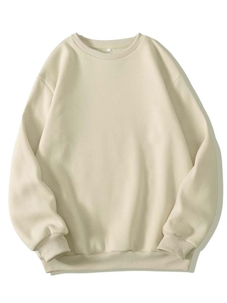 

solid drop shoulder thermal lined sweatshirt o1wc#, Black