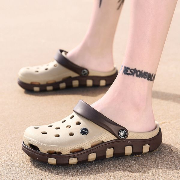 

outdoor slippers men's non slip sandals beach shoes couple shoes, Black