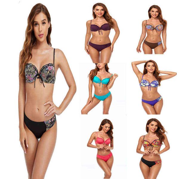 

bikini solid 2022 color decor women's split swimsuit hard bag h36326, White;black