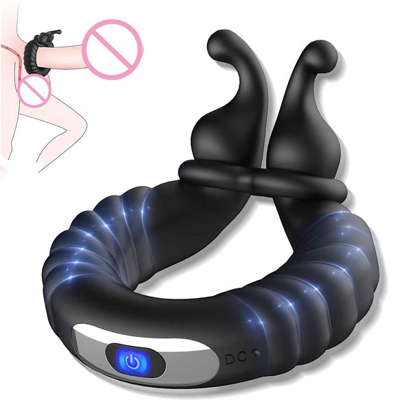 Anello del pene vibratore scrotale vincolante tempo di ritardo eiaculazione cazzo silicone sexyy dispositivo di castità maschile giocattoli sexy per uomini coppie