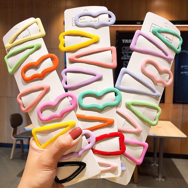 

6 pcs/set new women girls cute colorful heart triangle hair clips sweet hair clips hair ornament fashion accessories l220729, Slivery;white