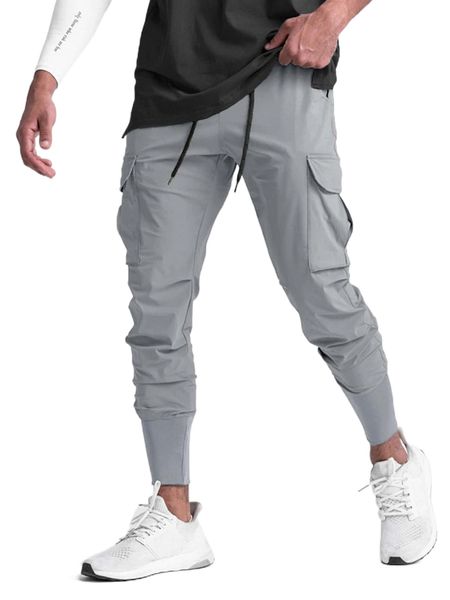 

men flap pocket drawstring waist pants m8pg#, Black