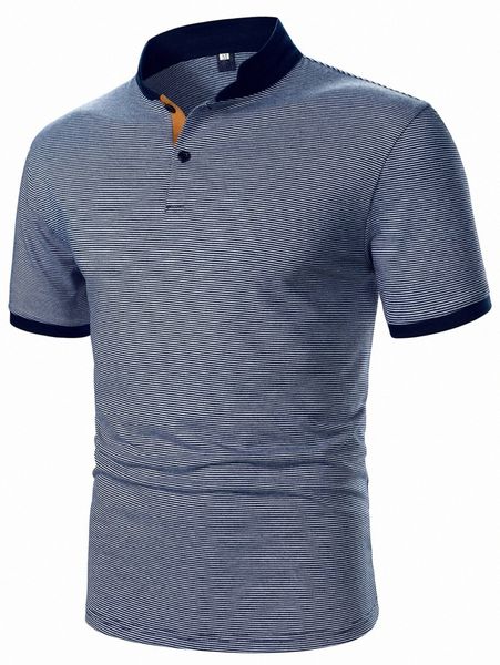 

men striped print contrast trim polo shirt m5oo#, White;black