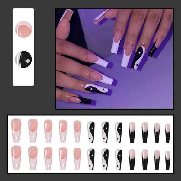 

false nails new artificial long coffin fake ballerina manicure tool chinese taiji detachable full cover art accessorie 0616