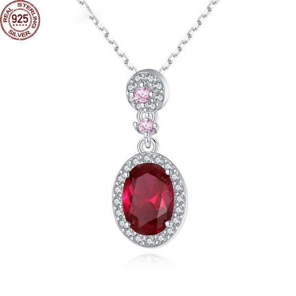 

ruby pendant necklace for women wedding dating 925 sterling silver red gemstone fine jewelry kolye christmas gifts sn621