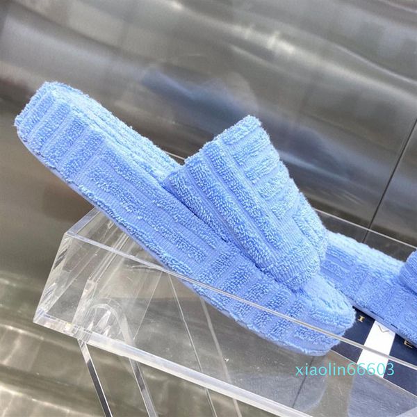

fashion-men women slippers fashion fabric rubber fur cotton outsole grass green thick bottom slipper wedge fluffy resort, Black