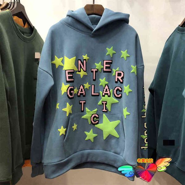 Blauer CPFM Hoodie Männer Frauen Voller Stern Schaumdruck Kaktus Pflanze Flohmarkt Kid Cudi Hoodie Galactic Sweatshirts Fleece Pullover T220722