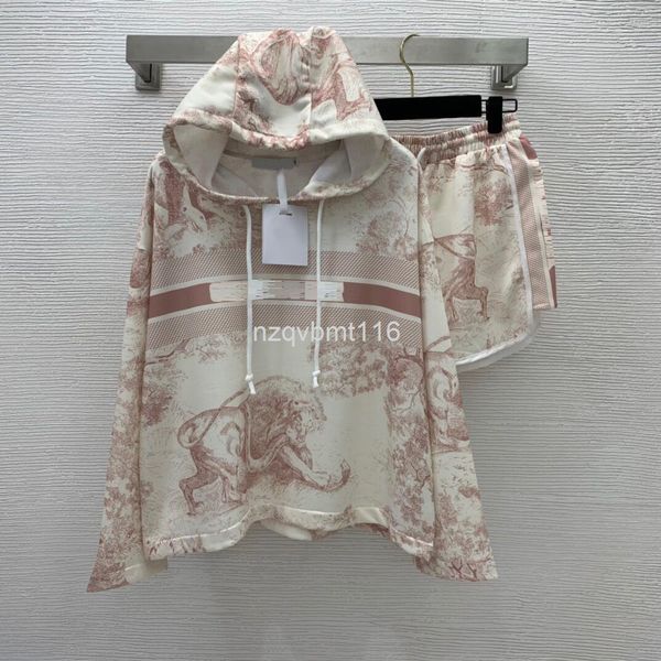 

women's knits & tees jungle animal printed sweater with side elastic waist shorts set, White