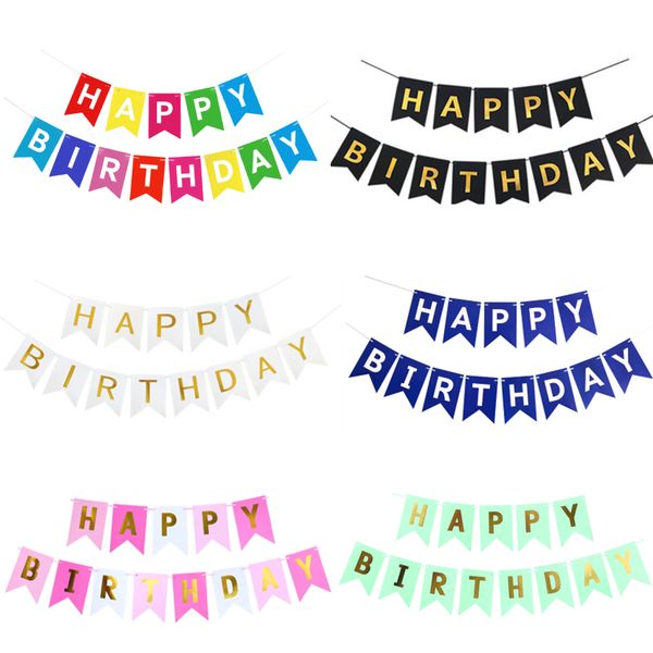 

happy birthday banner paper bunting garland banners flags diy party decoration boys girl baby shower supplies decor