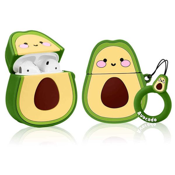 

funny cartoon 3d avocado earphone case for apple airpods 1 2 3 pro cute silicone wireless bluetooth headphones cover for airpods case