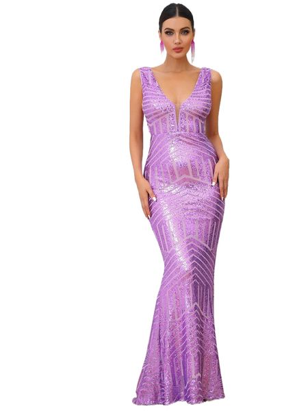 

love&lemonade mesh insert v back mermaid hem sequin formal dress v8oa#, Black;gray