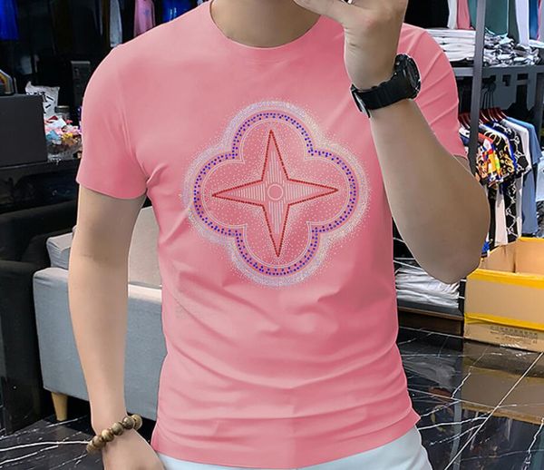 

men's t-shirt 2022 summer new trendy brand european goods drill short-sleeved t-shirt men's domineering top, White;black