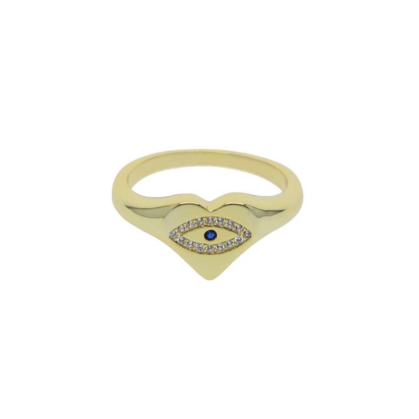 

new fashion gold color plated ring sparking bling blue white cz paved heart lucky turkish evil eye women finger rings, Silver