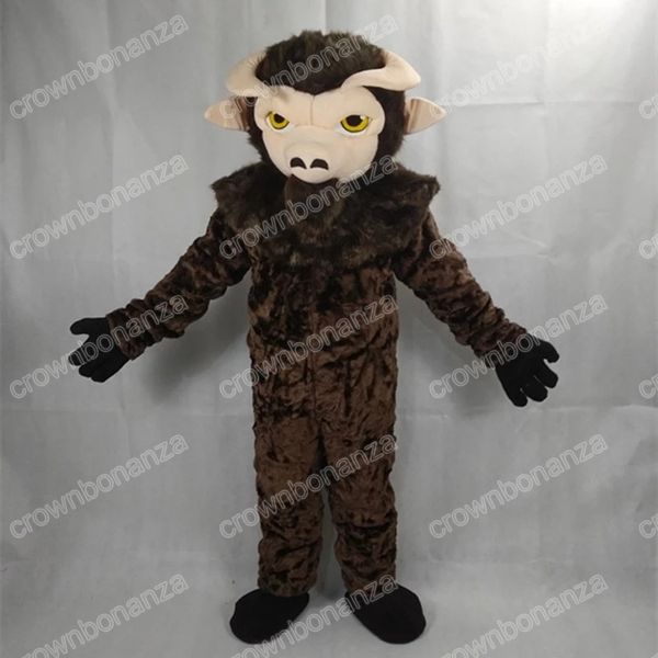 

halloween brown bison mascot costumes cartoon mascot apparel performance carnival size promotional advertising clothings, Red;yellow
