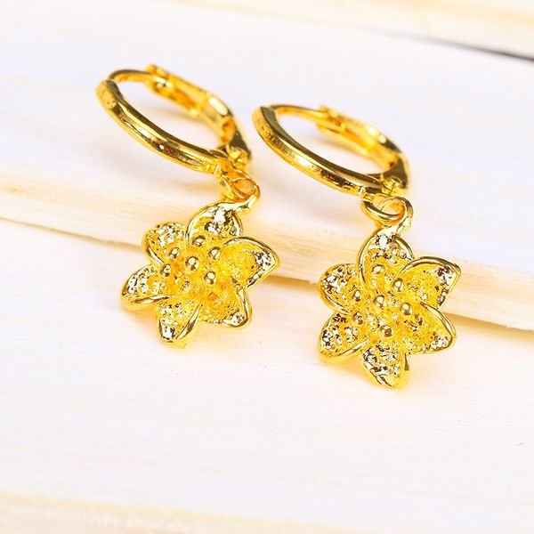 

24 к позолоченные Хооп серьги новый дизайн подарок для женщин Топ мода свадьба оде