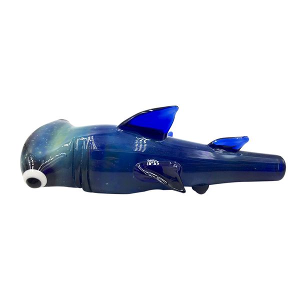 Стеклянная ручная курительная трубка в форме океанической акулы: темно-синяя, новый дизайн, идеально подходит для сухих трав