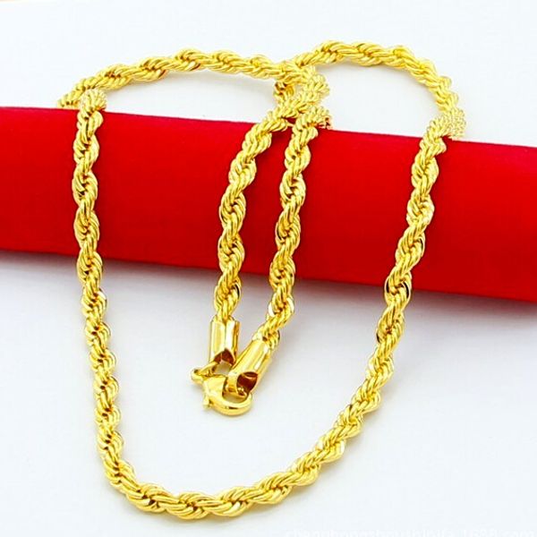 

low price 14k yellow gold filled22" 24"26"28"30" knot mens rope necklace chain gf jewelry twist-link chain 3mm4mm5m, Silver