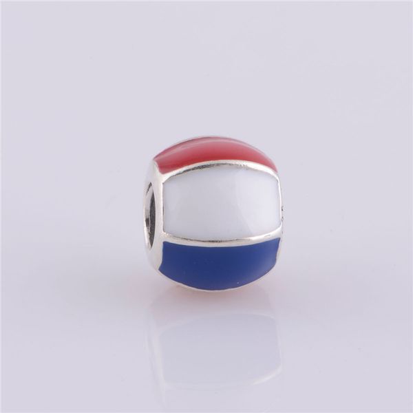 

925 стерлингового серебра шарик Шарма пляжа Шарма с красной голубой и белой эмалью