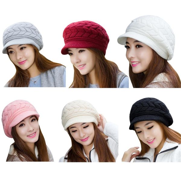 

wholesale-fashion womens winter girls warm knitted crochet slouch baggy beanie hat cap, Blue;gray