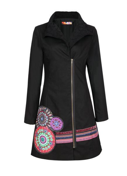 

wholesale-2015 k&h design new style trench coat black color overcoat for women zippers and flower pattern, Tan;black