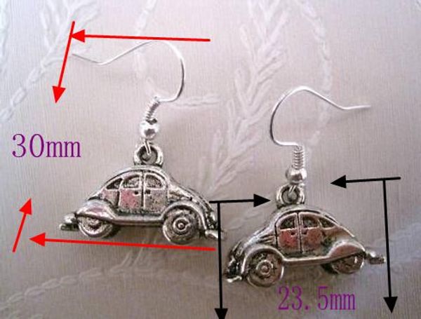 

горячей ! серьга, * 3d volkswagen жук автомобиль * античный серебряный серьги ушко рыболовного крючка (344, Silver