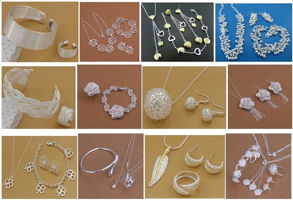 

with tracking number most sell women's delicate gift jewelry 925 silver plated mix jewelry set 12 set 1043, Black