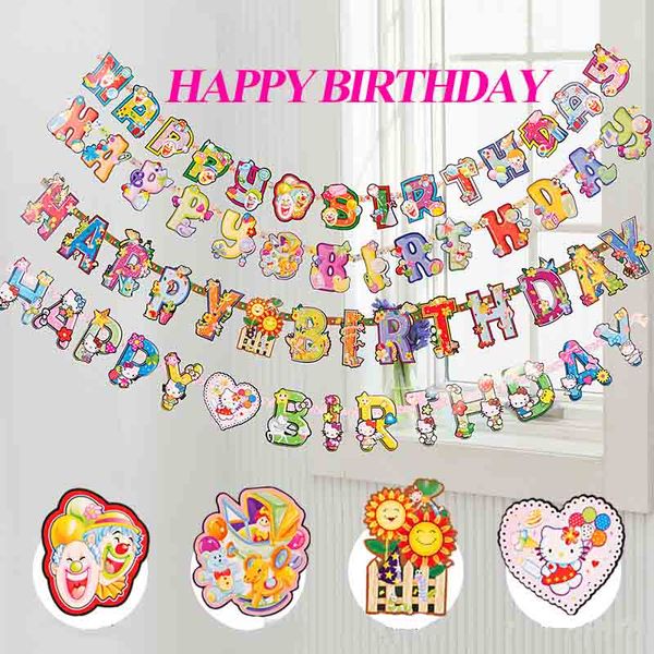 

Cartoon Color 'HAPPY BIRTHDAY' Letters Scroll Paper Flags Birthday Party Hanging Banners Decoration Festive Party Supplies 20pcs/lot SD460