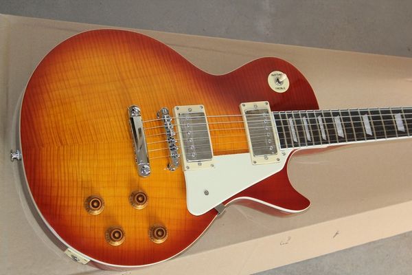 

New ariival red bur t tiger flame maple cu tom hop tandard electric guitar back in red hipping