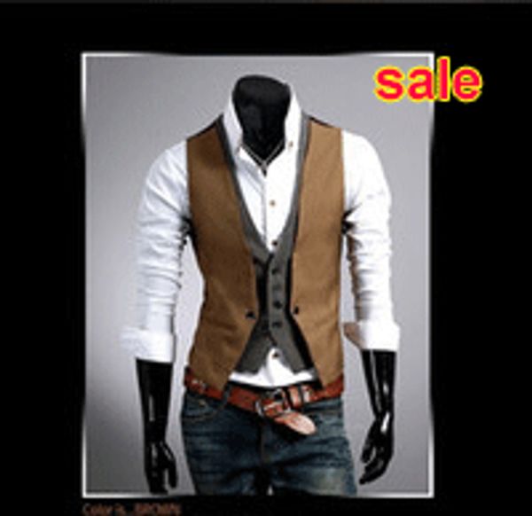

wholesale-colete masculino wholesale fashion plaid faux two piece mens slim fit vest waistcoat tank undershirt beer for men singlet, Black;white