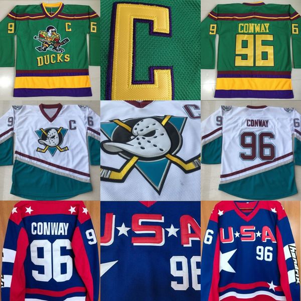 

96 Charlie Conway Jersey Mighty Ducks Hockey Jerseys 33 Greg Goldberg 66 Gordon Bombay 99 Adam Banks Ducks Hockey Jerseys