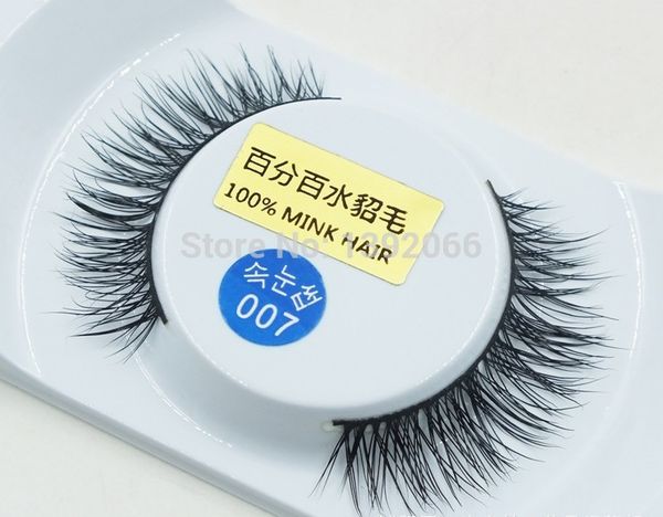 

wholesale-5 pairs100% real siberian mink false eyelash individual 3d strip mink lashes thick fake eyelashes 007