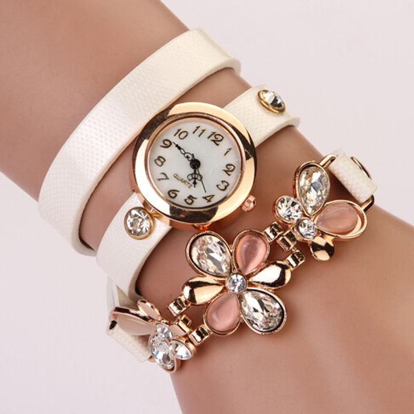 

wholesale-2014 new women vintage leather strap watches,set auger flower rivet bracelet women dress watch,women wristwatches xr292, Slivery;brown