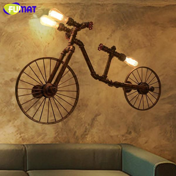 

fumat bicycle wall lamps nordic vintage metal water pipe wall light loft industrial retro restaurant bar lighting sconces