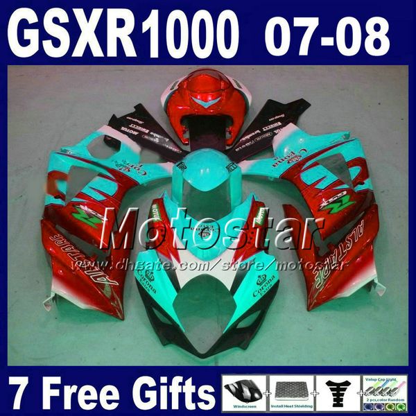 Motorradverkleidungsset für Suzuki GSXR1000 2007, GSXR1000 2008, blau-rotes Corona-Karosserieverkleidungsset K7 07 08, GSXR 1000, GJ64, Sitzverkleidung