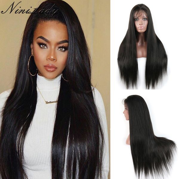 Full Lace Human Hair Wigs Virgin Peruvian Hair Silky Straight Lace
