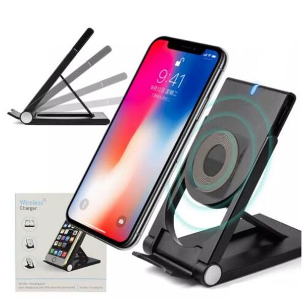 

2018 High Quality Universal Qi Wireless Charger adjustable Folding Holder Stand Dock For Samsung S7 S8 Edge Plus Note 8 Iphone 8 X Nexus 5 6