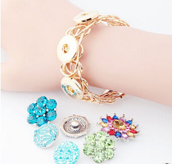 

3snap button diy silver gold plated noosa button snap button bracelet bangles adjustable bangle jelwery fit for 18mm interchangealbe button, Black