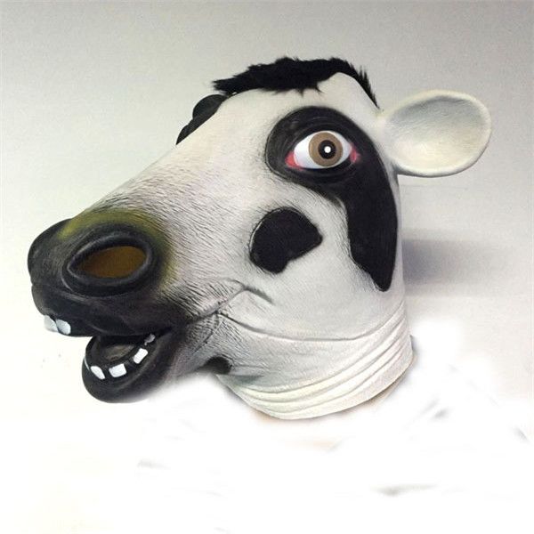 

бесплатная доставка 2017 горячий продавать реалистичные полный глава карнавал животных маска торжества партия взрослых cap корова полный гла