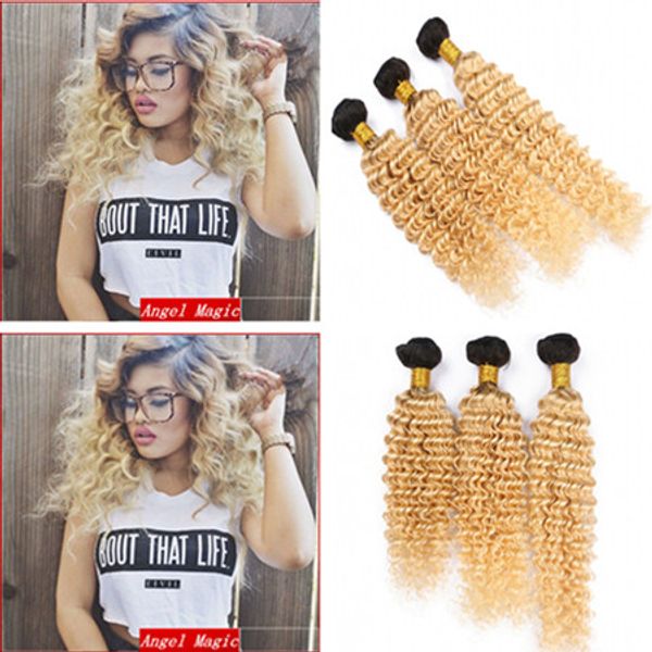 2019 Deep Wave 1b 613 Dark Root Ombre Virgin Human Hair Weaves