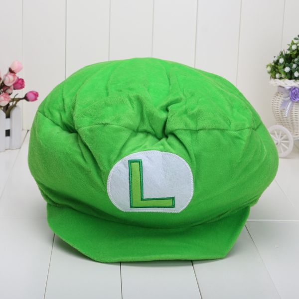 

wholesale-super mario cap green luigi plush hat thick cotton mario costume hat