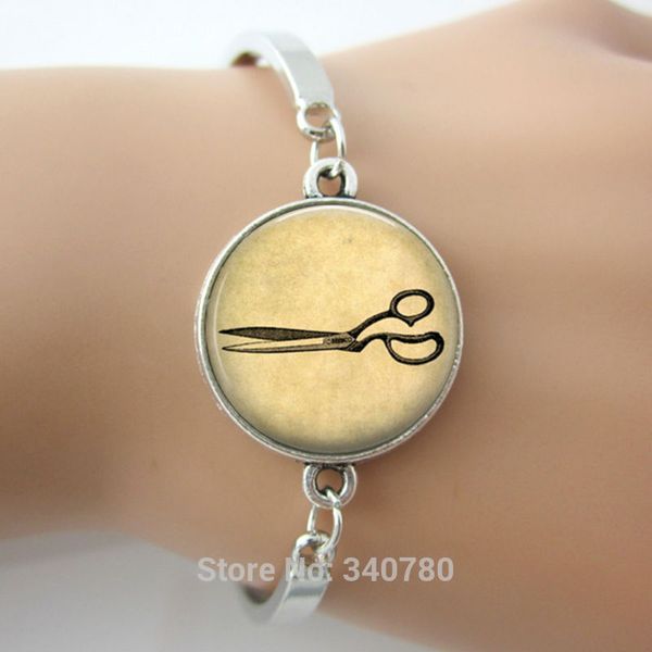 Immagine di vetro di arte del braccialetto delle forbici dell'annata, disegno dei monili di fede dei braccialetti dei braccialetti del pendente della foto 1 pc per lotto trasporto libero