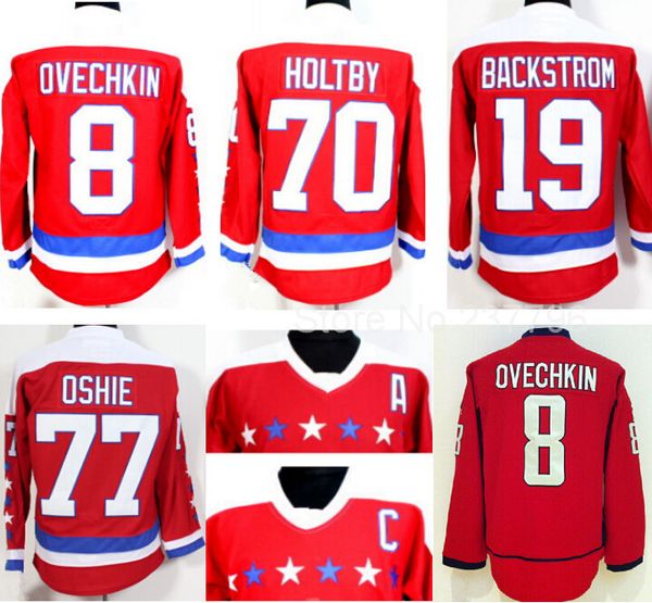 

2015-16 alternate red washington hockey jersey 8 alex alexander ovechkin 19 nicklas backstrom 70 holtby 77 t j tj oshie 2016 new, Black;red