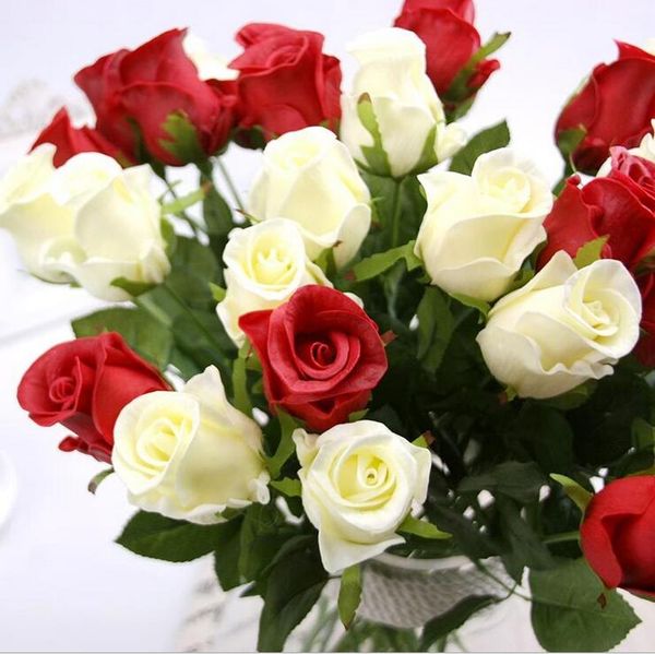 PU Rose látex artificial flores falsas venda quente do escritório de natal decoração de casamento decorativo 5 cores escolher frete grátis