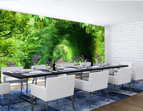 

white wallpaper fresh bamboo road 3d tv background wall window mural wallpaper