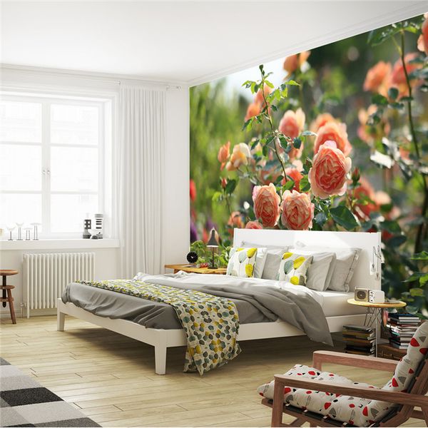 Romantic China Rose Photo Wallpaper Flowers Wall Mural Custom 3d Wallpaper Room Decor Wall Art Kid Bedroom Living Room Sofa Background Wall Wallpapers